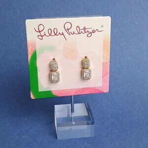Lilly Pulitzer Dazzling Drop Rectangle Earrings Gold Tone Minimalist